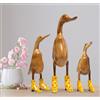 Rikmani - Figura di legno Anatra Stivali Tacchi Giallo Fiorito - Fatto a mano in legno Decorazione Regalo Figurina Set