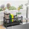 Cisily - Supporto per spugna per lavello da cucina, con porta spazzole rialzato, organizer in acciaio inossidabile 304 antiruggine per piano di lavoro, per dispenser di sapone e oggetti essenziali