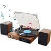 Generic Sistema giradischi in vinile Bluetooth, lettore CD, sistema Hi-Fi con LP a 3 velocità, due altoparlanti esterni da 15 W, stilo Ruby, arresto automatico, riproduce dischi in vinile da 7, 10 e 12
