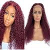 Lakaisa Water Wave Human Hair Wig Burgundy 4X4 Lace Front Capelli Veri Umani Wear and Go Glueless 100% Unprocessed Brazilian Remy Hair Parrucche Donna Capelli Umani No Smell for Woman 18 Inch