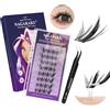 NAGARAKU Ciglia Finte Autoadesive con Pinzette 32 Pcs Night Dancer Look Senza Colla E Solvente Riutilizzabili In Un Solo Passaggio Self Adhesive Lash Mix Puppy-Fox Per Trucco Serale 0,07mm C 11-15mm