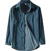 Generic Camicie da uomo in velluto a coste giacca leggera con tasche casual a maniche lunghe Overshirt formale da uomo con scollo rotondo e orli arrotolati Camicia formale casual e da lavoro da uomo, Azzurro