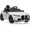 PortoAlegre Macchina Elettrica per Bambini 12V BMW M4 con Telecomando 2.4 GHz,3 Velocità, Luci a LED, Clacson e Musica, Auto Macchina Elettrica Per Bambini 3-8 Anni (Bianco)