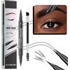 FDEETY Professional Makeup Matita Sopracciglia Waterproof Micro Precise Brow Pencil, Due Lati con Matita Automatica e Scovolino Crea Sopracciglia Dall'aspetto Naturale Senza Sforzo Nero #5