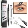 FDEETY Professional Makeup Matita Sopracciglia Waterproof Micro Precise Brow Pencil, Due Lati con Matita Automatica e Scovolino Crea Sopracciglia Dall'aspetto Naturale Senza Sforzo Marrone #2