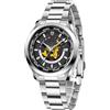RollsTimi Pagani Design 1788 GMT Orologi Automatici da Uomo High-end NH34 GMT Movimento Cinturino In Acciaio Inox Impermeabile 100M Lusso Moda Orologi da Uomo con Doppio Fuso Orario, Nero , Classico