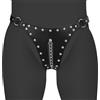 Ouch! PU Leather Chastity Thong with Chain Detail Black