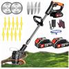 ZREBZYR Taglio bordo senza fili con batteria, decespugliatore elettrico senza fili, (2 batterie da 4,0 A e caricatore rapido) taglio bordo, decespugliatore, con 3 tipi di lame per giardino, cortile