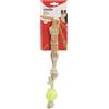 CAMON CANE GIOCO CORDA CON LEGNO DI CAFFE\' E PALLA DA TENNIS 2 / 3 CM 12 /15 CM