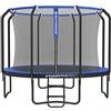 SONGMICS Trampolino da 366 cm, Trampolini Elastico 12 Piedi con Rete di Recinto, Tappeto Protettivo, Palo Alto 180 cm, Struttura Metallica, Nero e Blu STR123Q01