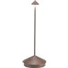 Zafferano, Pina, Lampada da Tavolo Ricaricabile e Senza Fili con Controllo Touch, Adatta per Salotto ed Esterni, Dimmer, 2200-3000 K, Altezza 29 cm, Colore Corten