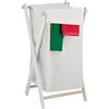 Relaxdays Cesto Portabiancheria Pieghevole, Sacco Porta Biancheria, Acciaio e Tessuto, 50 l, 74x41x40 cm, Bianco Crema, Legno