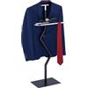 Relaxdays Servo Muto da Camera, Appendiabiti per Giacca e Pantalone, con Ripiano, 105x45,5x24 cm, Acciaio, Nero Argento