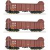 ROCO 6600131 Scala HO Set tre carri merci aperti tipo Ealos-t a carrelli DB AG