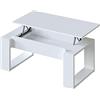 Habitdesign Tavolino rialzato, Soggiorno, Tavolo da Pranzo, Modello Nova, Finitura Bianca Artik, Misure: 105 cm (Lunghezza) x 55 cm (Larghezza) x 45-54 cm (Altezza)