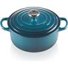 Le Creuset Cocotte rotonda Evolution in ghisa vetrificata con Coperchio, diameter 20 cm, Deep Teal, 21177206422430