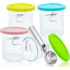 CUTIECLUB 4 contenitori per gelato da 680,4 g e coperchi per Ninja Creami NC500 NC501 Series Deluxe Ice Cream Maker e paletta per gelato in acciaio inox con set di rilascio a grilletto