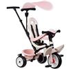 Smoby - Triciclo Baby Balade Rosa - 3 in 1 Evolutivo - Maniglione Parentale Regolabile a 3 Altezze - Freno di Stazionamento, Poggiapiedi, Parasole Anti-UV - Dai 10 Mesi ai 3 Anni - Prodotto in Spagna