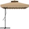 Outsunny Ombrellone a Sbalzo con Doppio Tetto, Apertura a Manovella e Base a Croce, 2.5x2.5m, Cachi