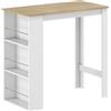 HOMCOM Tavolo da Bar con 3 Mensole e Barre Protettive, in Acciaio e Truciolato, per casa e bancone, 112x57x106 cm, Bianco | Aosom Italy