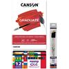 OFITURIA Canson Graduate Oil and Fine Acrylic Block Kit con 20 fogli da 290 g, il set per pittura a olio contiene 12 tubi da 22 ml e 3 spazzole a pelo naturale Graduate con manico lungo - Ofituria
