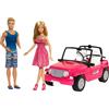 Barbie e Ken Jeep da Spiaggia Playset con Due Bambole e SUV Rosa, CJD12