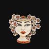 Ceramiche di Caltagirone Sofia Testa di Moro con Fiori h 20 cm — Donna, Madreperla - Madreperla Oro e Lustri / 20 cm