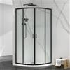 Inbagno Box Doccia Angolare 90X90 Semicircolare In Cristallo Temperato Trasparente H 195 Cm, Doppia Porta Scorrevole Con Profilo Nero E Installazione Reversibile Linea Tay