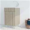 MarinelliGroup Mobile lavatoio in legno 60x50 50x50 45x50 cm asse lavapanni pilozza vasca in resina lavanderia (60x60 cm, Rovere Chiaro)