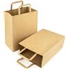 Majillux 12 Shopper in Kraft Eleganti con Manico Piatto 18 x 23 x 10 cm, Buste Carta Riutilizzabili, Ideali per Regali di Compleanno e Natale