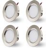 DYKUWEY Faretti Led da Incasso per Cartongesso,4 Pezzi, 3W Faretti Led Soffitto, IP44 AC 220-230V Faretto LED Interno Alluminio Ultrasottili 15mm Per Luci Cucina Bagno Camper (Nichel,Bianco Freddo 6000k)