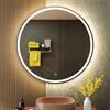 KWW 100 cm LED Rotondo Specchio Vanity Bagno, Temperatura di Colore Regolabile, Luci Dimmerabili Anti-Nebbia, Facile da Installare, Specchio Montato a Parete con Smart Touch Button