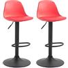 CLP Set 2 Sgabelli Design Kiel in Polipropilene E Similpelle I Coppia Sedie Bar Cucina Girevoli E Regolabili, Colore:Rosso, Colore del Telaio:Nero