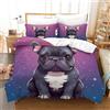 TNFHSOFT Set Di Biancheria Da Letto Bulldog francese Copripiumino Set Copripiumino Per Bambini Ragazze Camera Da Letto Copriletto Stampato 3D Single（140x200cm）