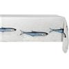 SIMPLE DAY Tovaglia Sardine in Lino 100% 160x320cm Bianco Azzurro