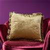 WERNS Cuscino Tipo Velluto con Frange 45x45cm Oro