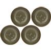 ROSE & TULIPANI Concerto Piatto Fondo Grigio Tortora 21cm Set 4 Pezzi Stoneware