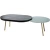 ARTI & MESTIERI Tavolino da Soggiorno Moderno Packtop Grande Base Oro Laccato Giada Finitura Wengè