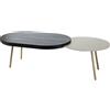 ARTI & MESTIERI Tavolino da Soggiorno Moderno Packtop Grande Base Oro Laccato Sabbia Finitura Wengè