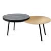 ARTI & MESTIERI Tavolino da Soggiorno Moderno Packtop Piccolo Base Nera Oro Laccato Finitura Wengè
