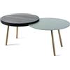 ARTI & MESTIERI Tavolino da Soggiorno Moderno Packtop Piccolo Base Oro Laccato Giada Finitura Wengè