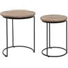 BIZZOTTO Walton Set 2 Tavolini da Caffè Salotto Soggiorno 50-57cm Legno di Mango