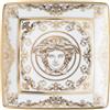 VERSACE Medusa Gala Coppetta Ciotola Ciotolina Quadrata 12cm Porcellana Bianco Oro