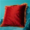 WERNS Cuscino Tipo Velluto con Frange 45x45cm Bordeaux