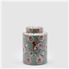 EDG Enzo De Gasperi Potiche Vaso con Coperchio Ching con Rose 28x20cm Azzurro Ceramica