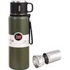 GJV Borraccia termica da 600 ml, in acciaio inox, con tazza, isolamento sottovuoto, per bevande calde/bevande fredde, isolamento 24 ore, per viaggi (verde militare)