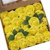 Ksnnrsng Rosa Rosse Artificiali, Fiori Artificiali Schiuma Teste di Rose Finti per DIY Matrimoni Mazzi Nuziale Festa Casa Decorazioni (25 Pezzi, Giallo)