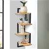 hi-home Set di 4 mensole angolari da parete in legno rustico per cameretta dei bambini, libreria, graziosa mensola angolare in legno per bagno, soggiorno, cucina, marrone