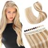 Elailite Extension Clip Capelli Veri Fascia Unica Meches 50cm 50g - 100% Remy Human Hair Capelli Naturali Lisci Ciocca Larga 22cm #12/#613 Marrone Chiaro/Bleach Blonde