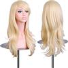 EmaxDesign Wigs 70 cm/28 ~ di alta qualità Cosplay parrucca per le donne lunga ricci e ondulati resistente al calore Fashion Glamour Hairpiece con parrucca e Parrucca pettine（colore:biondo chiaro)